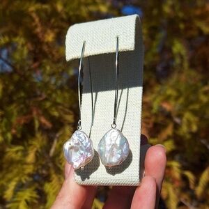 Coin Pearl Marquise Earrings ~ Artisan Jewelry